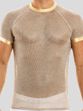 Ceekoo Men's Sexy Shiny Mesh See-through T-Shirts