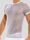 Ceekoo Men's Sexy Shiny Mesh See-through T-Shirts