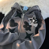 Ceekoo  -   90s Streetwear New Kawaii Zip Up Hoodie Women Y2K Oversized Harajuku Star Patchwork Sweatshirt Man Anime Hoodie Jacket Coat Streetwear