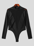 Ceekoo Mens Mesh Patchwork See Through Bodysuit