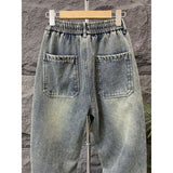 Ceekoo Vintage Washed Straight-leg Jeans