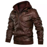 black men fashion urban Zipper Digging Bag Black Youth Lapel Zipper Winter Straight Hem Hooded Casual Leather Coat