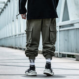 black men fashion urban National Fashion Functional Style Overalls Men's Autumn and Winter Loose Hip Hop Ins Ankle-Tied Harem Pants Cargo Pants Fashion