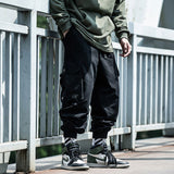 black men fashion urban National Fashion Functional Style Overalls Men's Autumn and Winter Loose Hip Hop Ins Ankle-Tied Harem Pants Cargo Pants Fashion