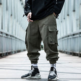 black men fashion urban National Fashion Functional Style Overalls Men's Autumn and Winter Loose Hip Hop Ins Ankle-Tied Harem Pants Cargo Pants Fashion