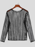 Ceekoo Mens See Through Mesh Long Sleeve T-Shirt