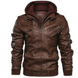 black men fashion urban Zipper Digging Bag Black Youth Lapel Zipper Winter Straight Hem Hooded Casual Leather Coat