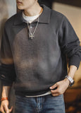 Ceekoo American Retro Arctic Velvet Polo Half-Cardigan Men's Sweater