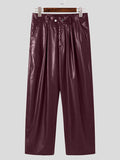 Ceekoo Mens Patent Leather High Waist Pants