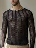 Ceekoo Mens See Through Mesh Long Sleeve T-Shirt