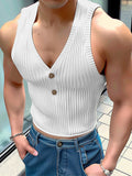 Ceekoo Mens Knitted Ribbed V-Neck Tank