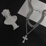 Ceekoo CROSS DOUBLE CHAIN NECKLACE