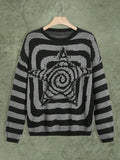 Ceekoo  -   Y2K Women's Sweater Clothing Vintage Knitted Wool Sweater Jumper Round Neck Stripe High Neck Round Neck Long Sleeve Clothing Top