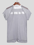 Ceekoo Men's Sexy Shiny Mesh See-through T-Shirts