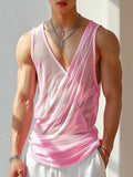 Ceekoo Mens Sexy Sheer Deconstructed V-Neck Tank