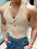 Ceekoo Mens Knitted Ribbed V-Neck Tank