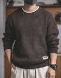 Ceekoo Tooling Retro Loose Round Neck Woolen Men's Sweater