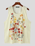 Ceekoo Mens Floral Print U-Neck Sleeveless Tank