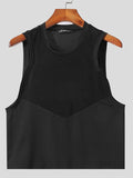 Ceekoo Mens Mesh patchwork Crew Neck Sleeveless Tank