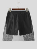 Ceekoo Mens Fashion Solid Color Mesh Patchwork Shorts