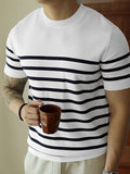 Ceekoo Mens Striped Crew Neck Short Sleeve T-Shirt