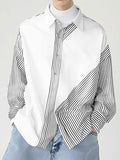 Ceekoo Mens Irregular Stripe Design Long Sleeve Shirt