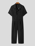 Ceekoo Mens Zipper Belted Romper Jumpsuit with Pockets