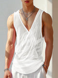 Ceekoo Mens Sexy Sheer Deconstructed V-Neck Tank