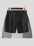 Ceekoo Mens Fashion Solid Color Mesh Patchwork Shorts