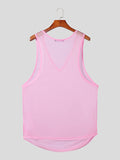 Ceekoo Mens Sexy Sheer Deconstructed V-Neck Tank