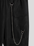 Ceekoo Mens Mesh Patchwork Pants with Chain Pocket