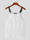 Ceekoo Mens Leather-Trimmed Striped Sleeveless Tank