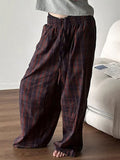 Ceekoo Mens Simple Solid Color Plaid Pant