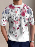 Ceekoo Mens Floral Print Crew Neck T-Shirt