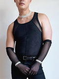 Ceekoo Mens Mesh See Through Split Hem Tank