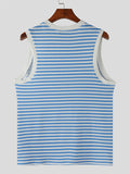 Ceekoo Mens Contrast Striped Crew Neck Sleeveless Tank