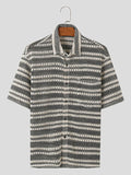 Ceekoo Mens Contrast Striped Knitted Short Sleeve Shirt