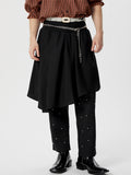 Ceekoo Mens Fashion Metal Buckle Design Midi Skirt