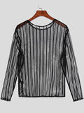 Ceekoo Mens See Through Mesh Long Sleeve T-Shirt