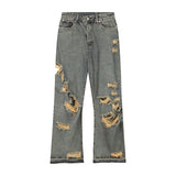 Ceekoo Straight Shredded Casual Jeans