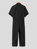 Ceekoo Mens Zipper Belted Romper Jumpsuit with Pockets