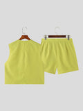 Ceekoo Mens Solid Color Cropped Two Pieces Outfit