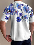 Ceekoo Mens Floral Print Crew Neck T-Shirt