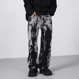 Ceekoo Straight Tie-dye Loose Wide-leg Jeans