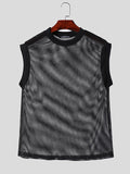 Ceekoo Mens Hollow Mesh Crew Neck Sleeveless Tank