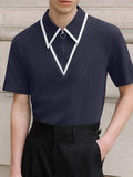 Ceekoo Mens Chanel-Style Spliced Collar Shirt