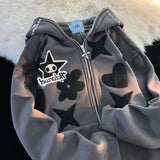 Ceekoo  -   90s Streetwear New Kawaii Zip Up Hoodie Women Y2K Oversized Harajuku Star Patchwork Sweatshirt Man Anime Hoodie Jacket Coat Streetwear