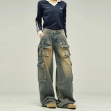 Ceekoo Baggy Multi-pocket Workwear Cargo Jeans