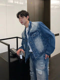 Ceekoo Blue Denim Jacket & Ripped Wide-leg Jeans