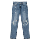 Ceekoo Blue Side Zip Ripped Jeans